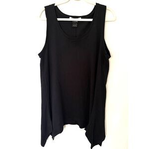 r Browning Black Pima Cotton Sleeveless Lagenlook Tunic Top Flowy Layering Sz M